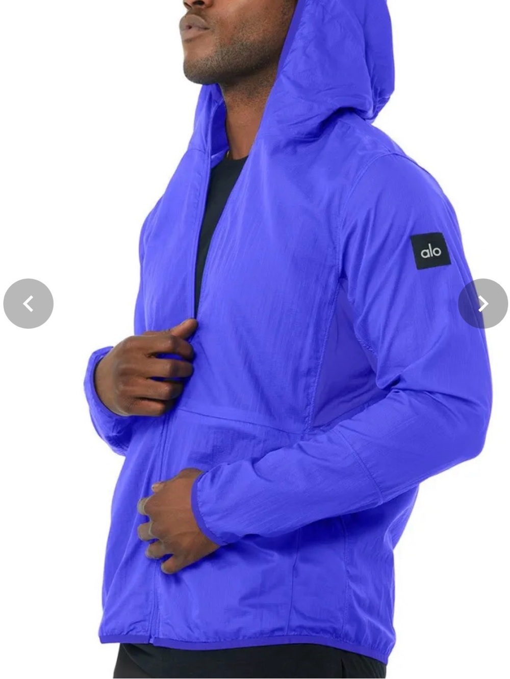 ALO Yoga Repeat Running Jacket Men’s Electric Blue Windbreaker Jacket Hoodie - Picture 6 of 8